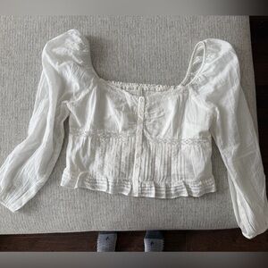 White Smocked Lace Top